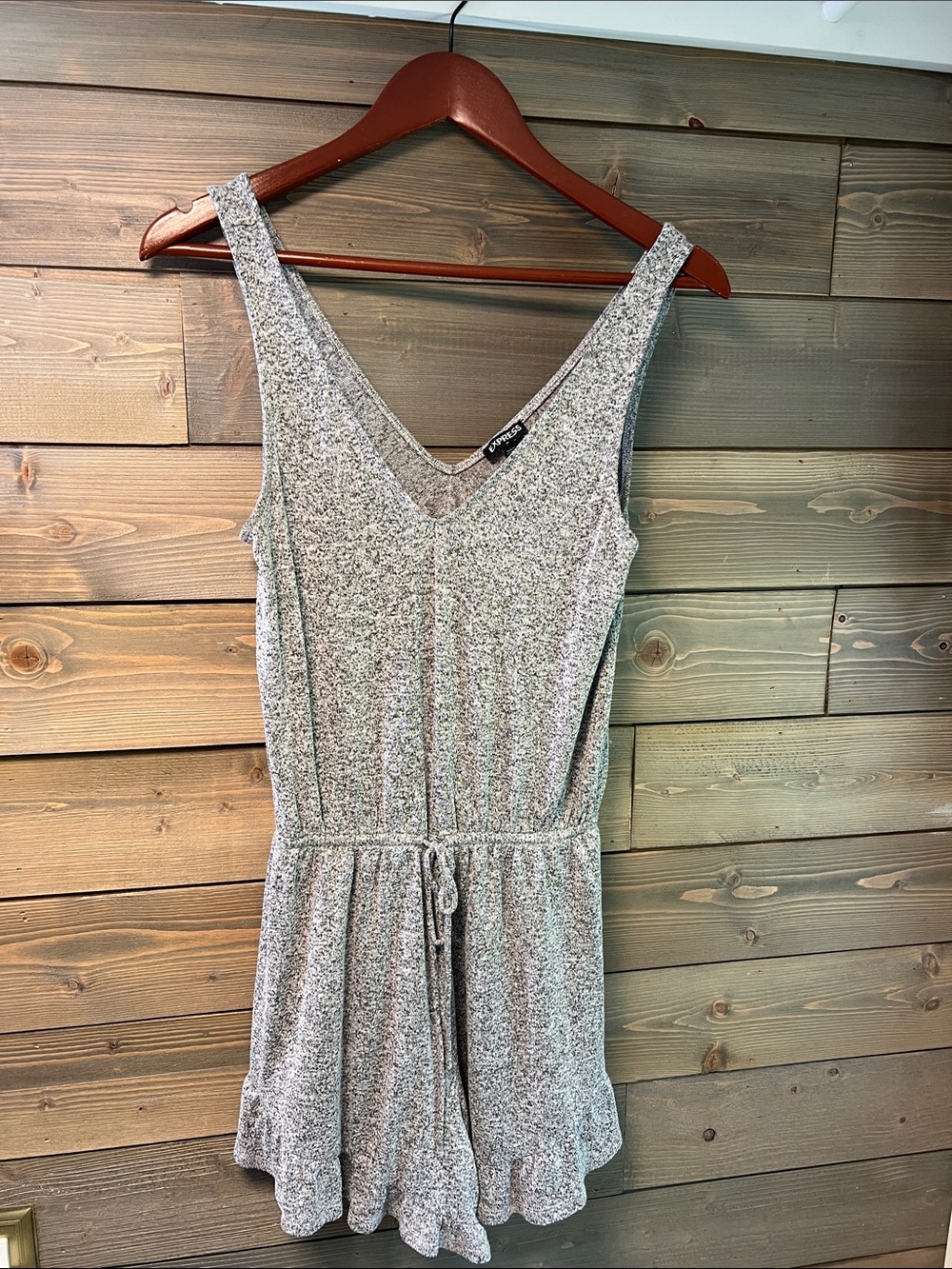 Express Heather Gray Sleeveless V-Neck Romper
